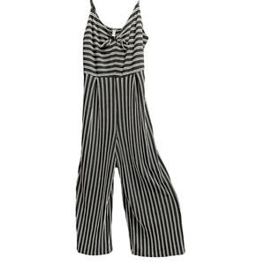 Xhilaration Size Medium Sleeveless Black & White Stripe Jumpsuit